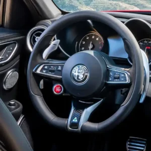 OEM Giulia/Stelvio Quadrifoglio Steering Wheel (Heated) - Black Stitching