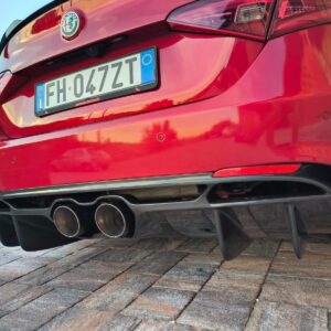 Lettieri Giulia Quadrifoglio Rear Exhaust System -Center Tips GTAm Style + Carbon Fiber Diffuser